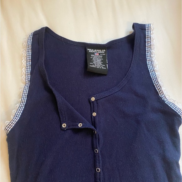 Polo Jeans Frilly Navy Blue S Top - Picture 4 of 4